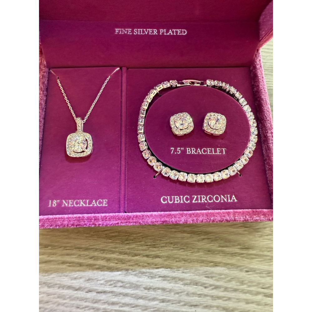 Women's Danecraft Silver Plated Cubic Zirconia Jewelry Set One Size